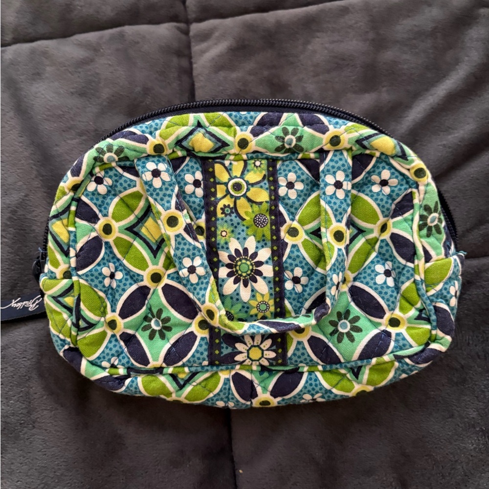 Vera Bradley Green and Blue Floral Cosmetic Bag
